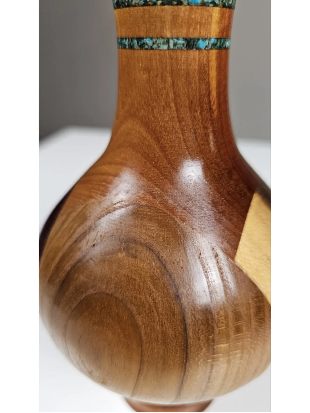 Hand Turned Segmented Wood Vase 6.5
